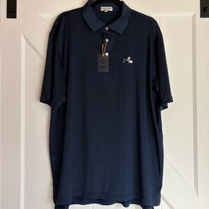 Peter Millar Crown Sport Summer Comfort Polo XL Navy Knit Collar Performance